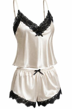 Baby-Doll Renda Larga Champanhe Cetim Charmousse
