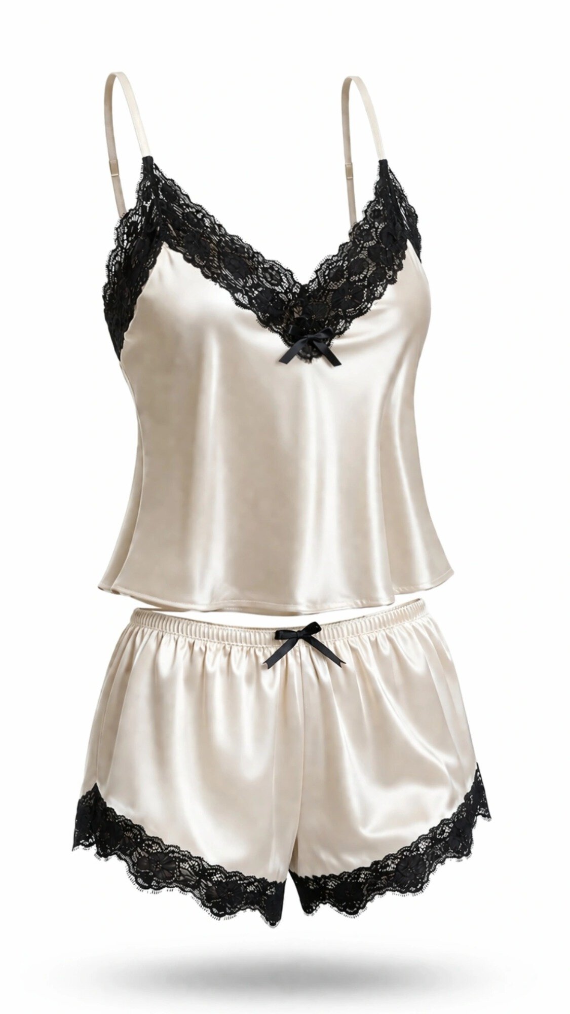 Baby-Doll Renda Larga Champanhe Cetim Charmousse
