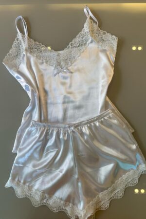 Baby-Doll Renda Larga Branco Cetim Charmousse