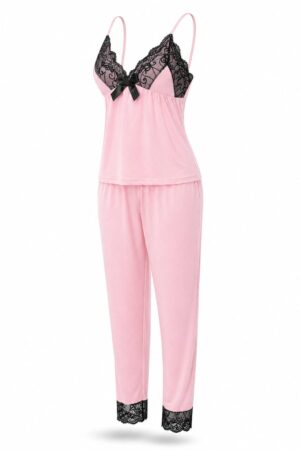 Pijama Kaki Outono Rosa Bebê Algodão