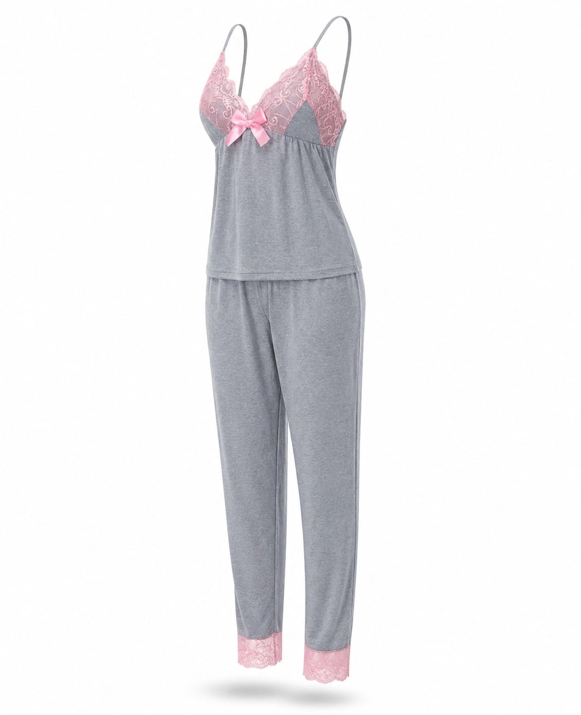 Pijama Kaki Outono Cinza Mescla Algodão