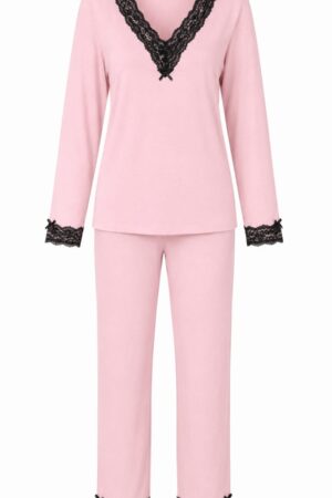 Pijama Renda Larga Inverno Rosa Bebê 100% Algodão