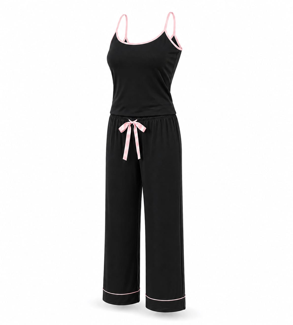 Pijama Viés Outono Preto 100% Algodão