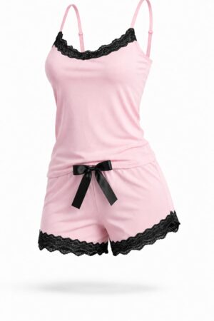Pijama Rendinha Rosa Bebê 100% Algodão