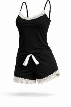Pijama Rendinha Preto 100% Algodão
