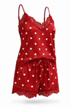 Baby-Doll Corações Vermelho Cetim Charmousse