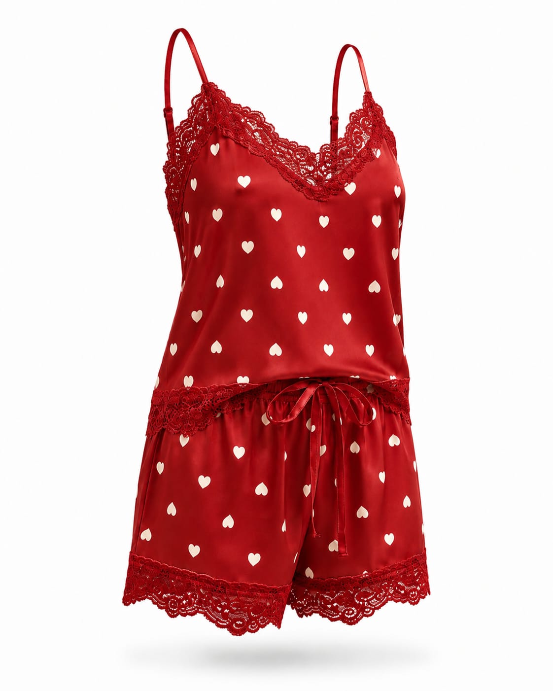 Baby-Doll Corações Vermelho Cetim Charmousse
