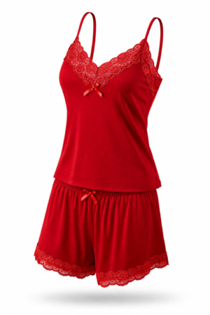 Baby-Dool Renda Larga Vermelho Rubi Liganete