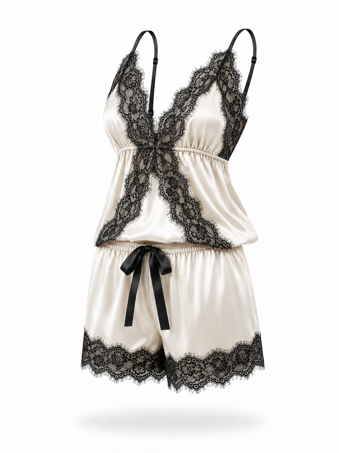 Baby-Dool Kaki Chantilly Cetim Charmousse Champanhe