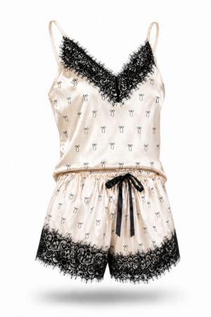 Baby-DollLuxo Chantilly Estampa Laço Cetim Charmousse